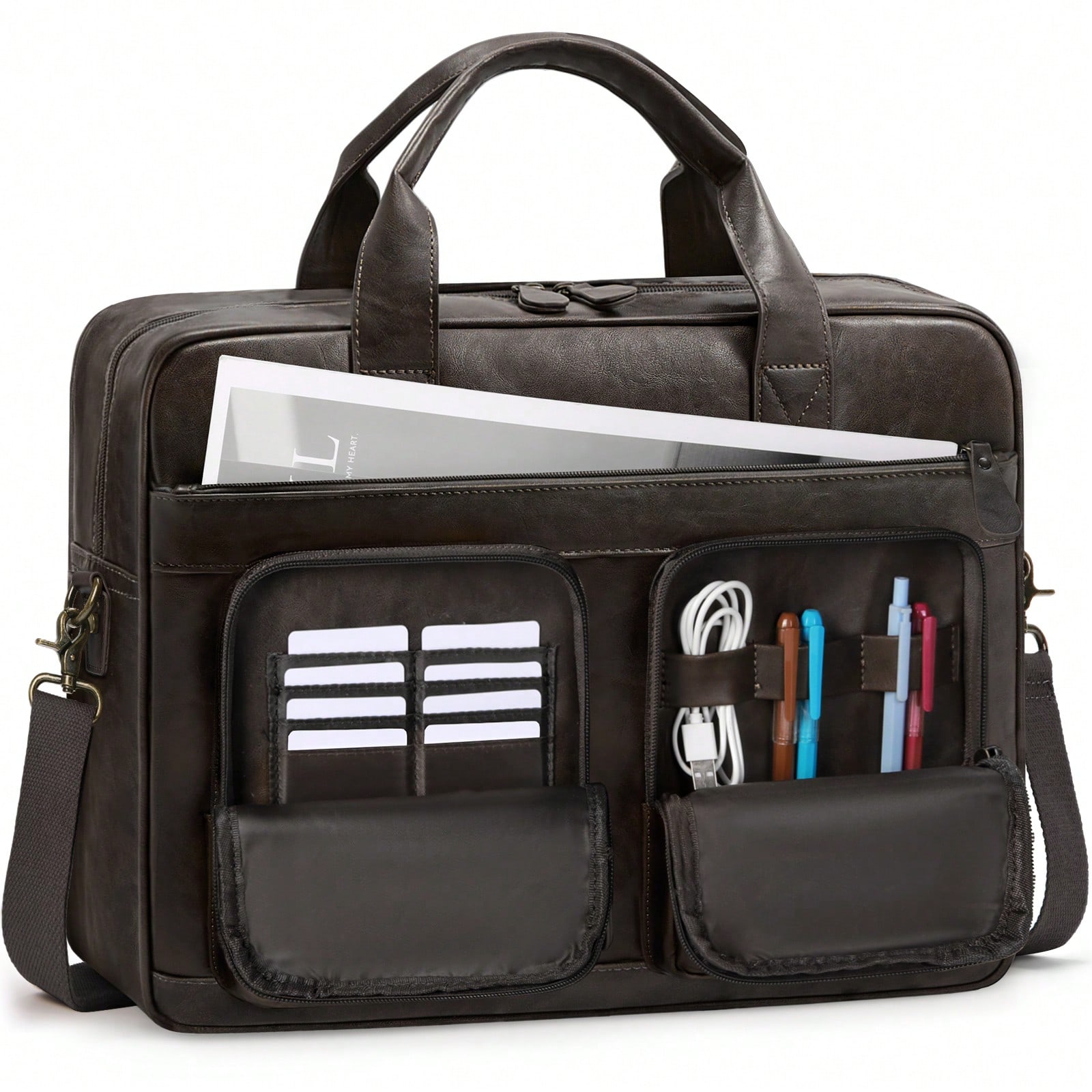 Leather Work Bag - Vintage Messenger Bag For Men PU