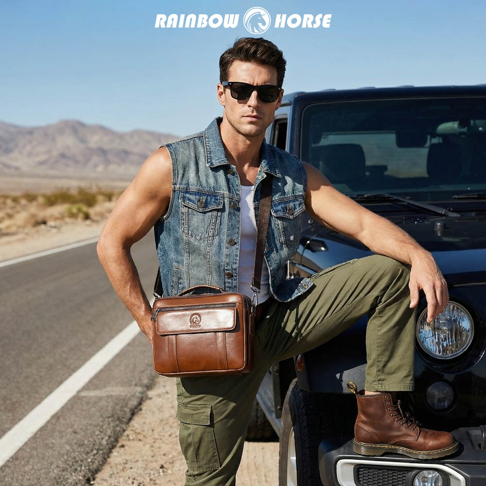 New men's mini crossbody bag,  - Leatherwork Thread reseña y precio