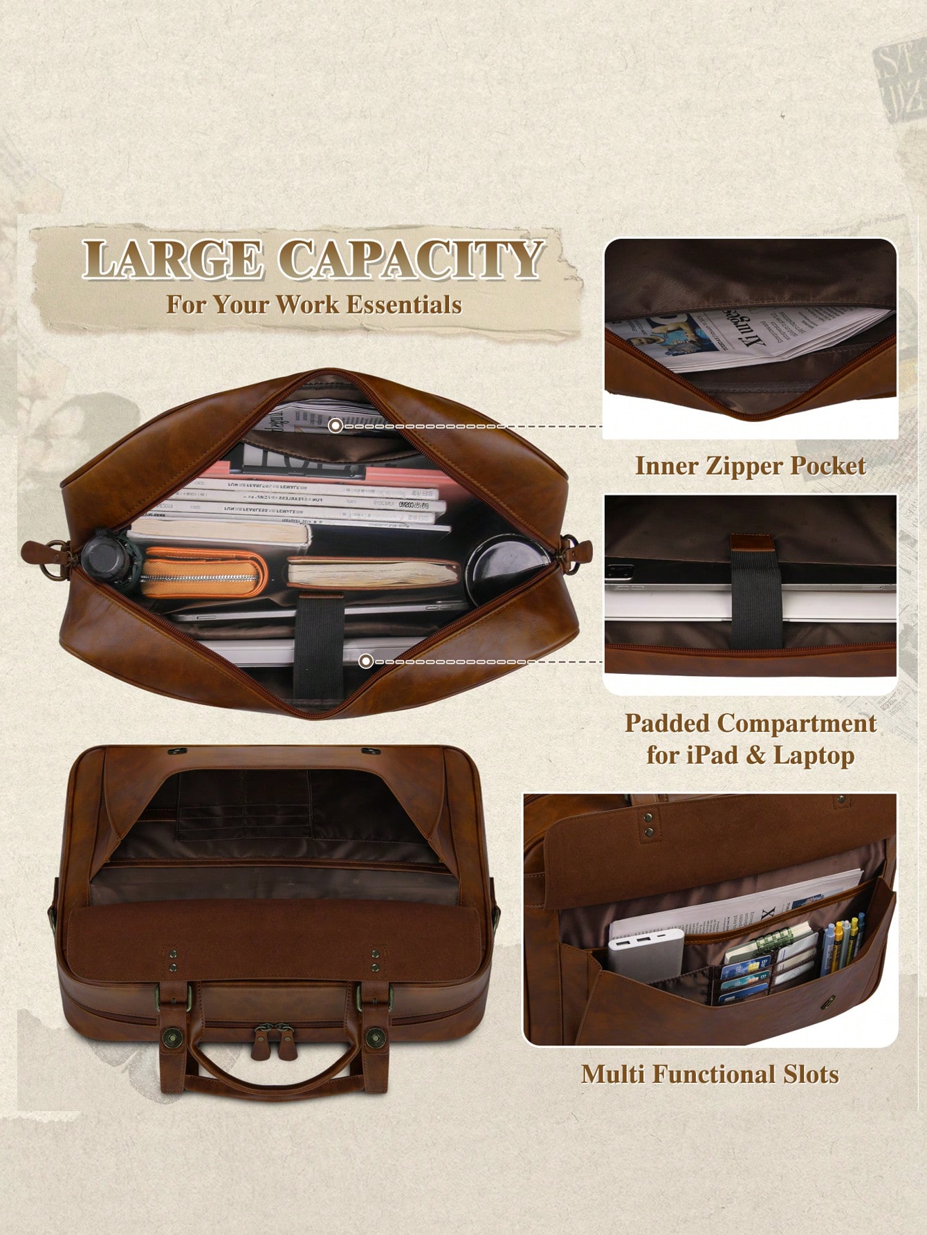 Vintage Leather Messenger Bag  - Leatherwork Thread reseña y precio