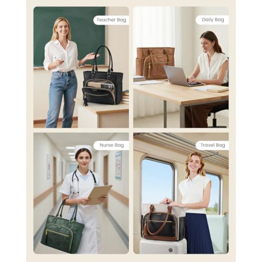 Laptop Tote Bag for Women With - Leather Work Bag reseña y precio