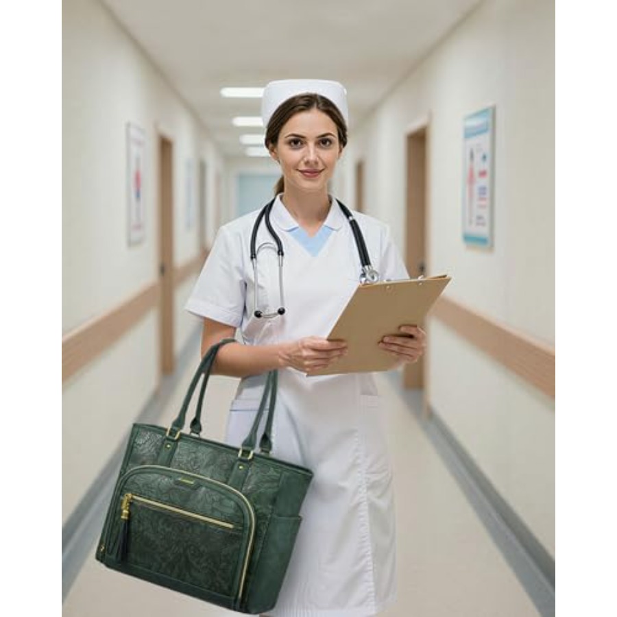 Laptop Tote Bag for Women With - Leather Work Bag reseña y precio