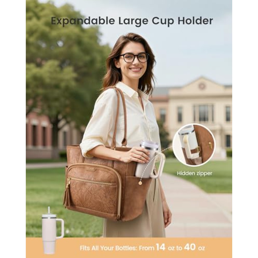 Laptop Tote Bag for Women With - Leather Work Bag reseña y precio