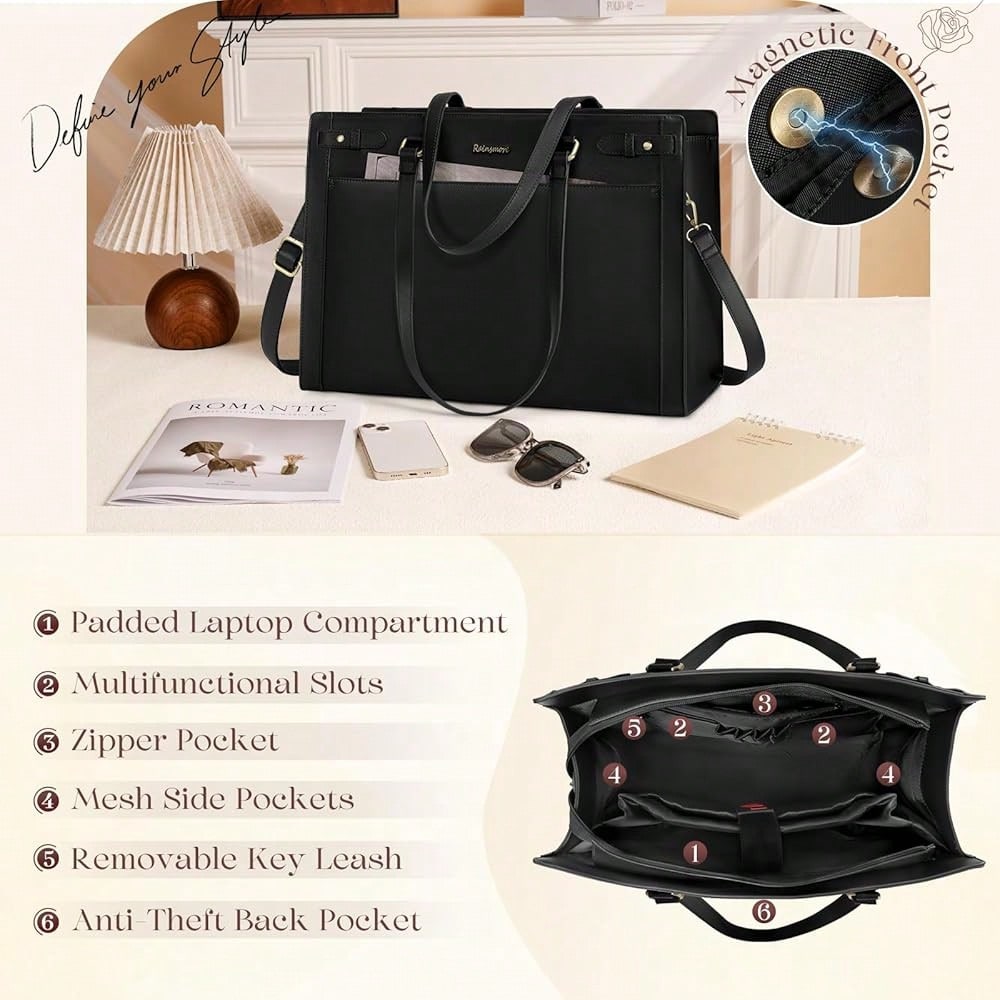 Laptop Bag For Women 15.6 Inch - Leather Work Bag Women reseña y precio