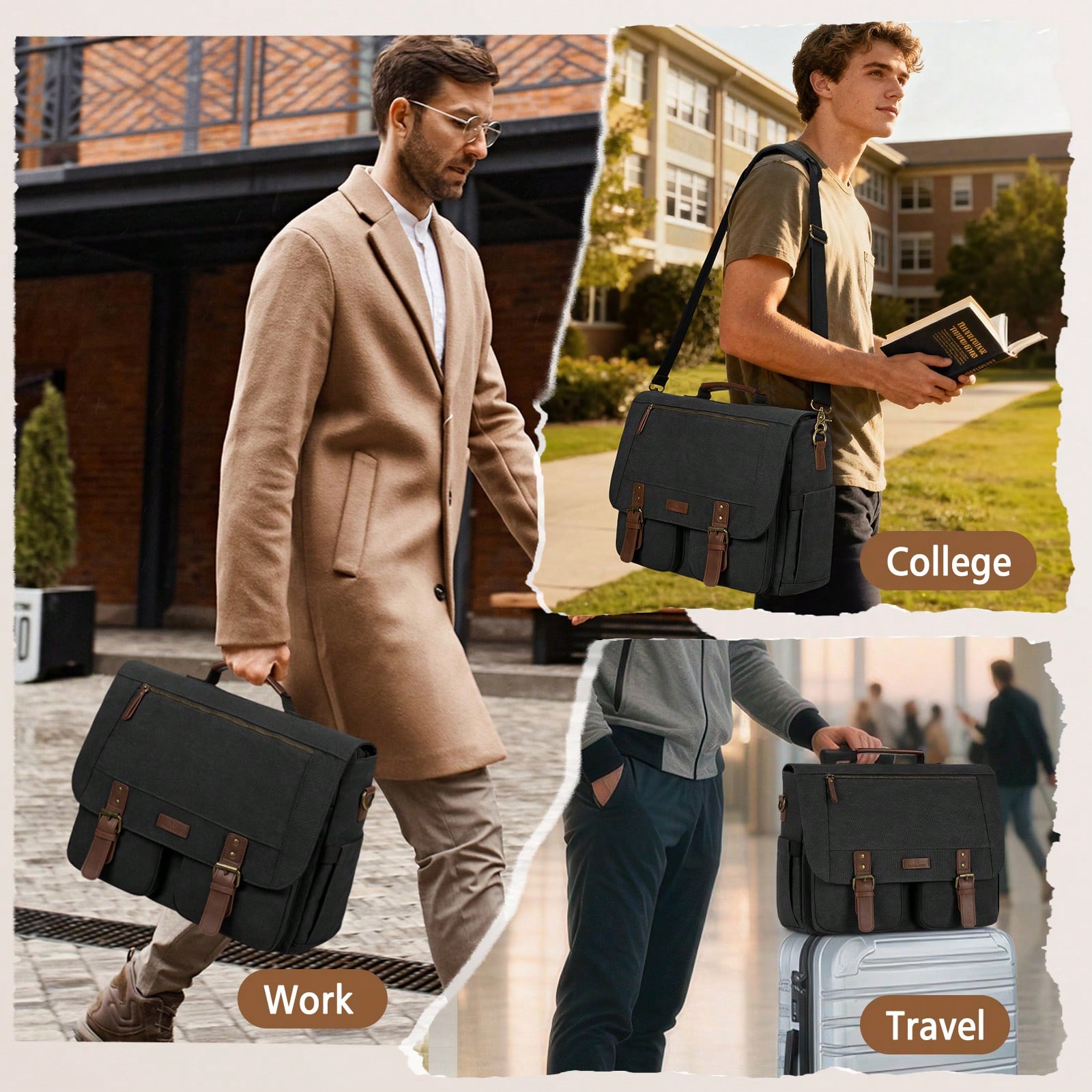 Vintage Men's Messenger Bag, 1 - Leather Work Bag reseña y precio