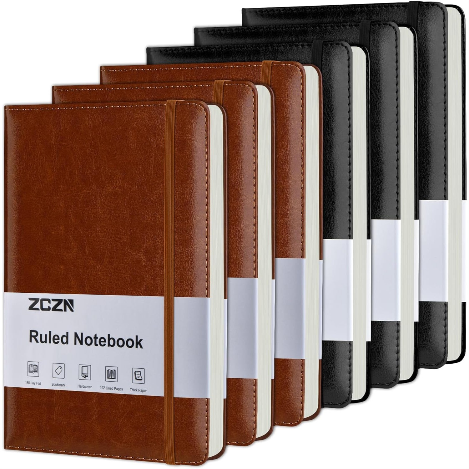 6 Pack Lined Journal Notebooks - Leather Work Notepad reseña y precio