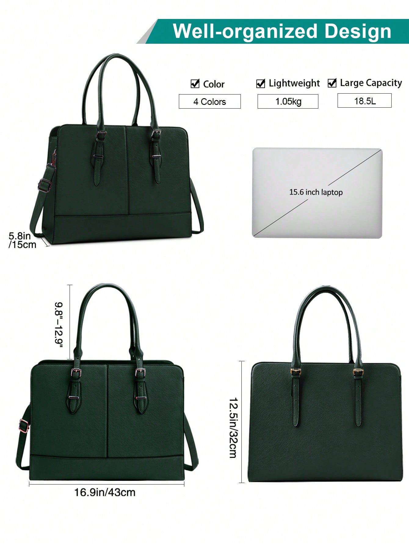 15.6 Inch Leather Laptop Tote  - Leather Work Bag reseña y precio