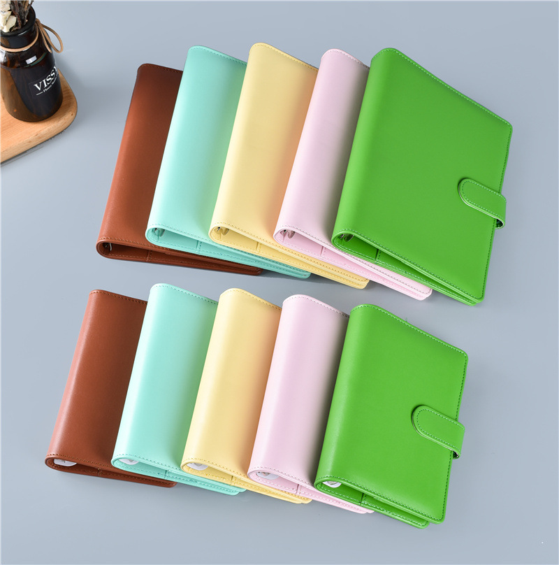 Macaron Color A5 A6 6 Ring Bin - Leather Work Notepad reseña y precio