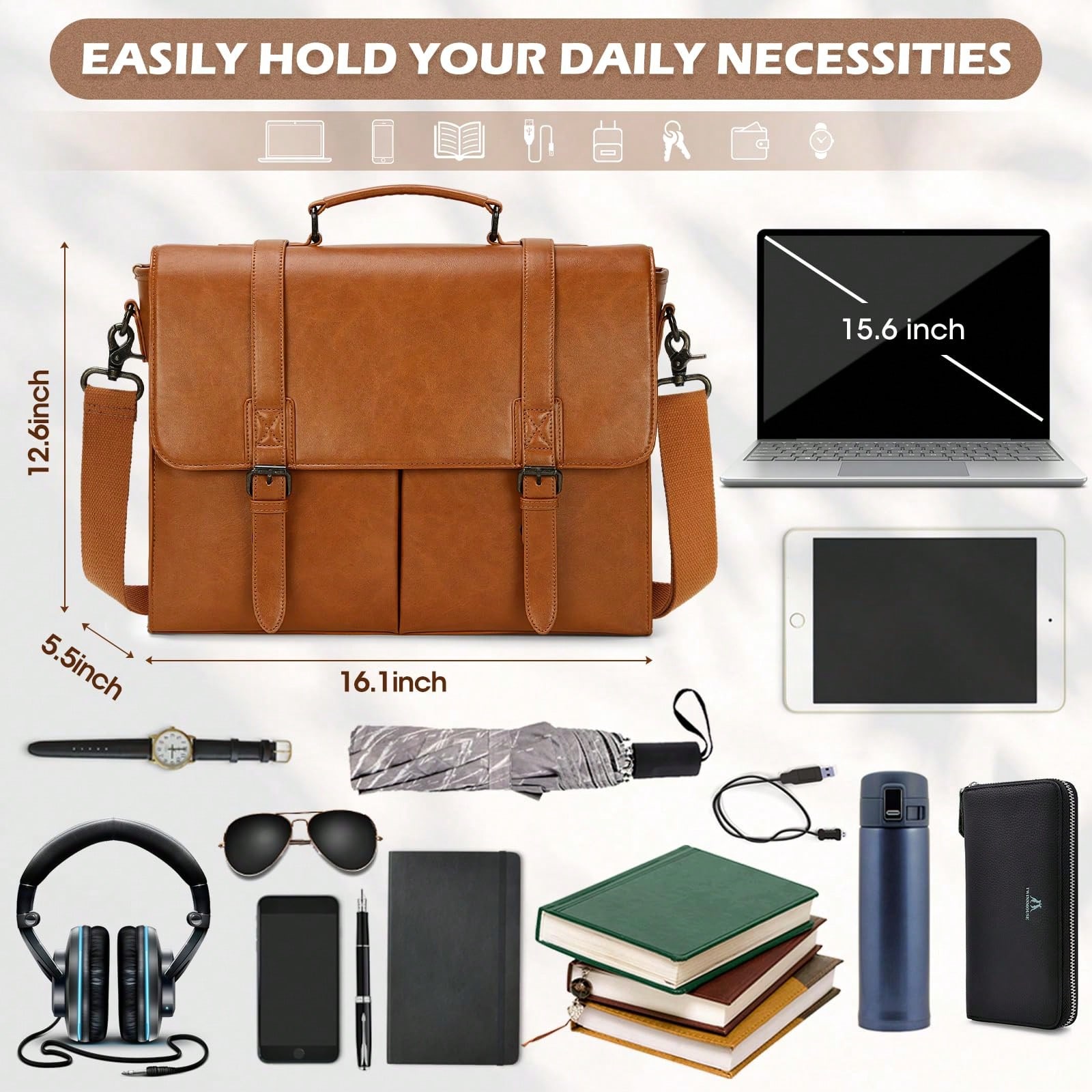 Messenger Bag For Men 15.6 Inc - Leather Work Bag reseña y precio