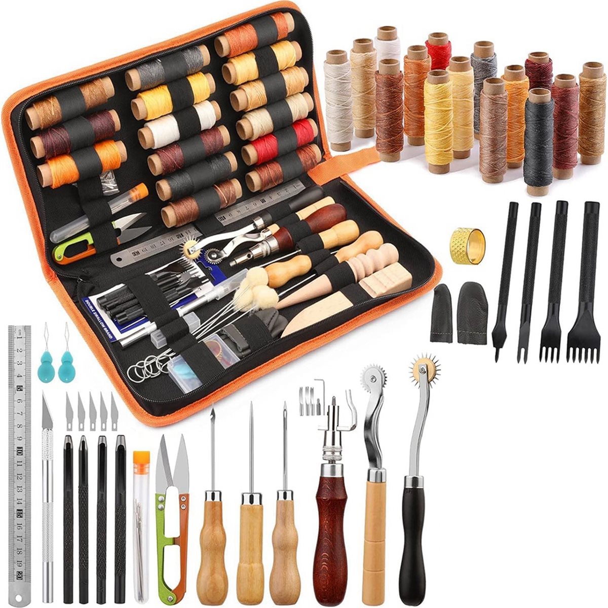 66Pcs Leather Working Tools Ki - Beginner Leatherwork Kit reseña y precio
