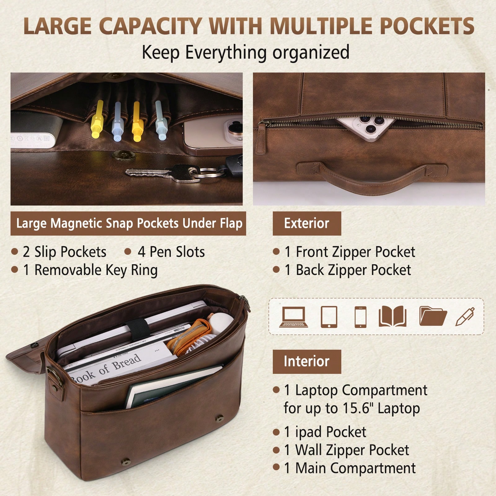 Leather Messenger Bag For Men  - Leatherwork Thread reseña y precio