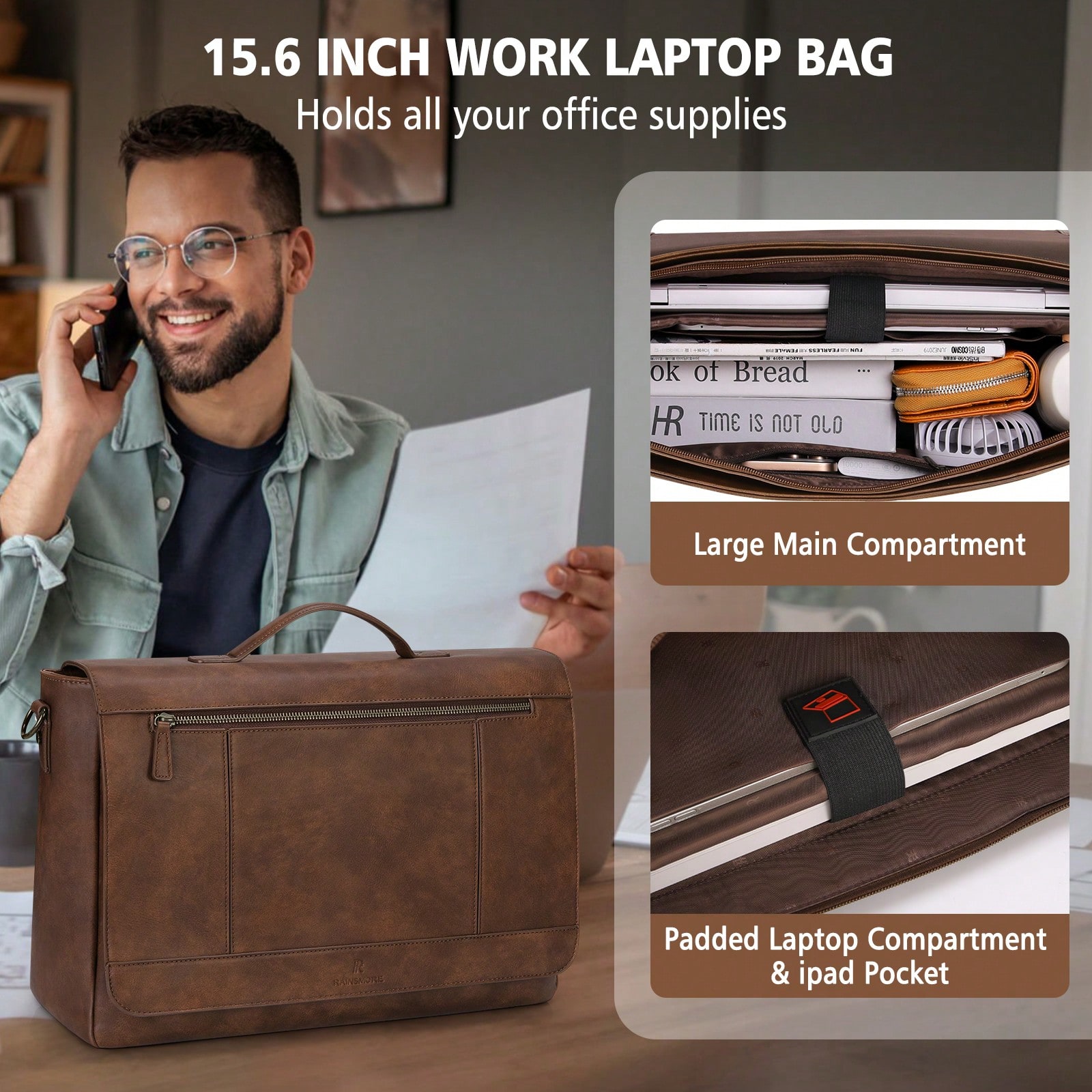 Leather Messenger Bag For Men  - Leatherwork Thread reseña y precio