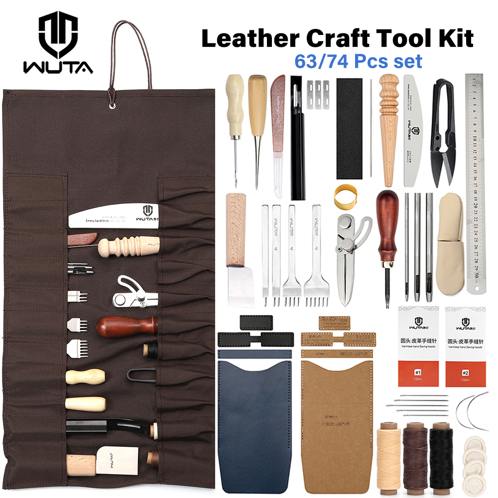 WUTA 63/74PCS Leather Craft Wo - Beginner Leatherwork Kit reseña y precio