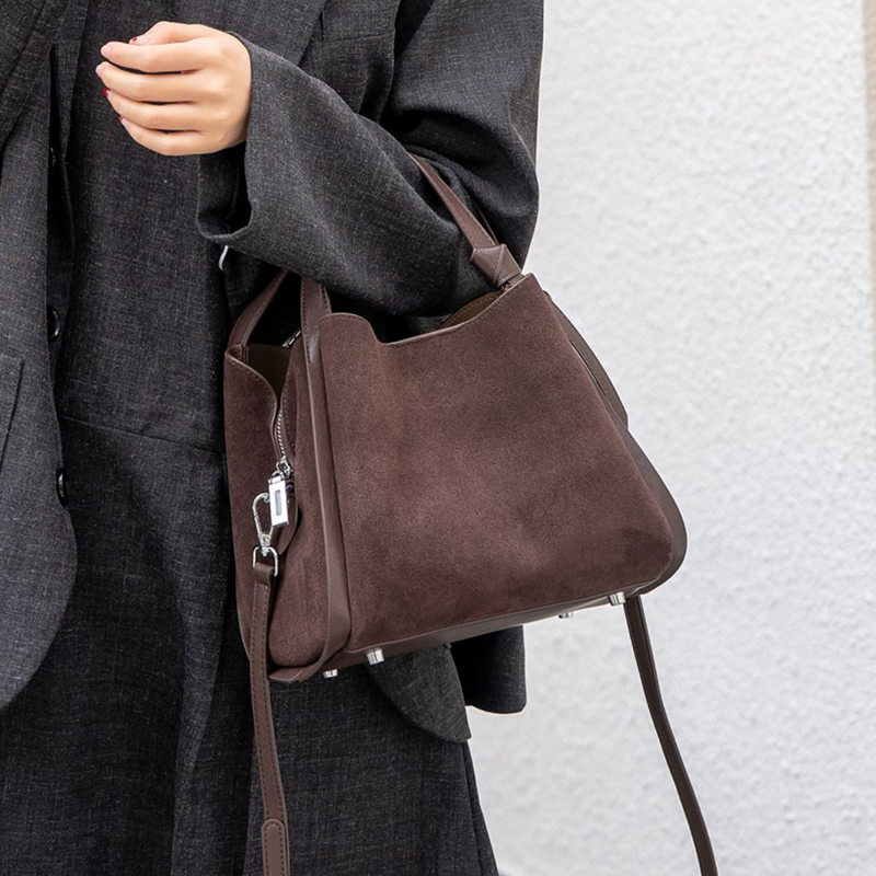Burminsa Cowhide Suede Genuine - Leather Work Bag Women reseña y precio