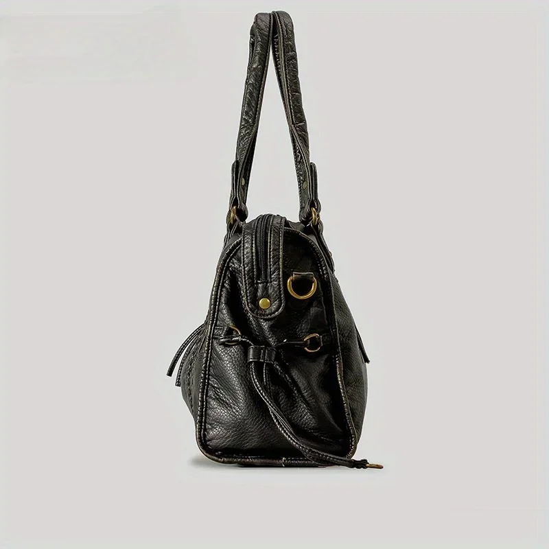​​Braided Trim Black Leather T - Leather Work Bag Women reseña y precio