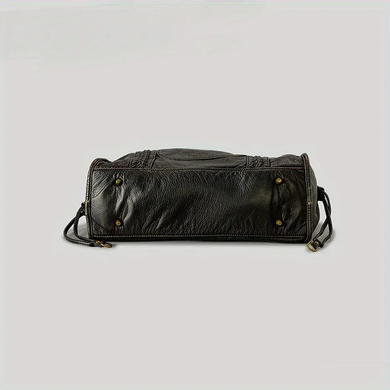 ​​Braided Trim Black Leather T - Leather Work Bag Women reseña y precio