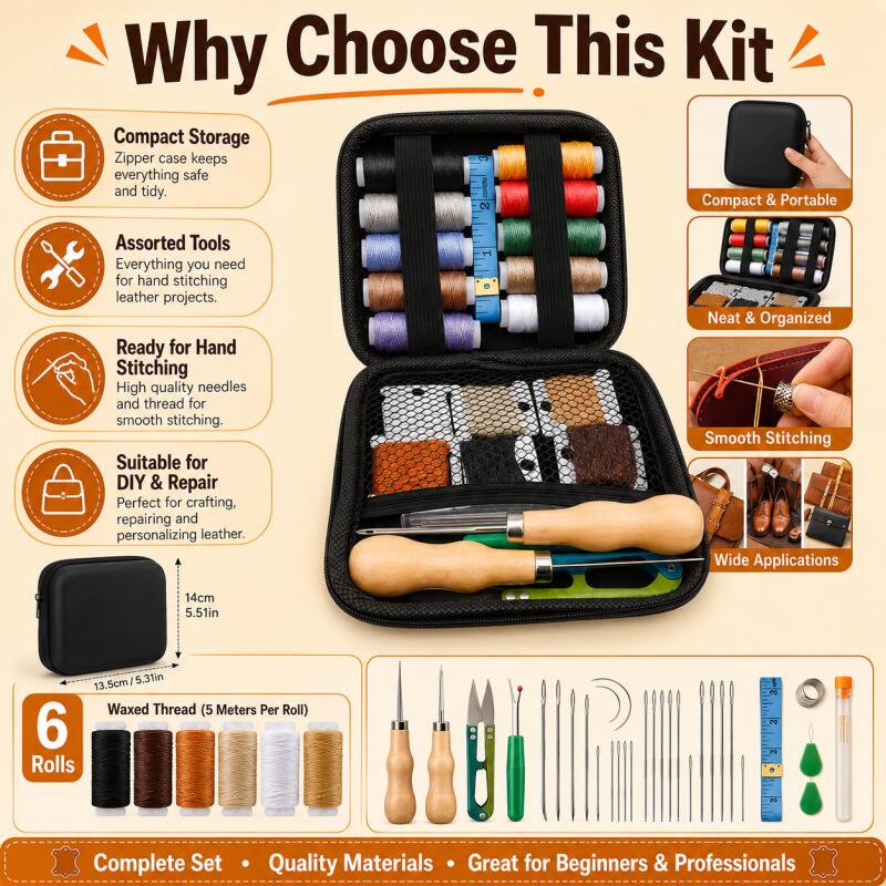 Leather Sewing Kit with Waxed  - Beginner Leatherwork Kit reseña y precio
