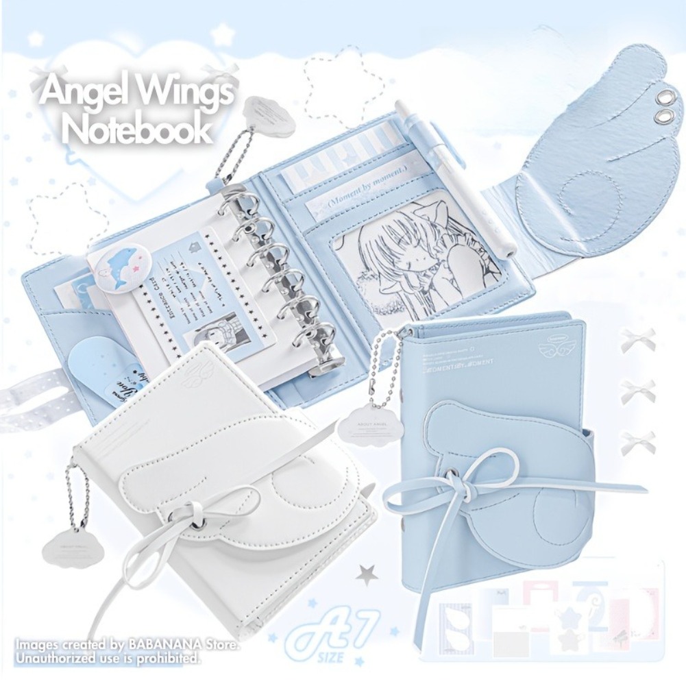 Kawaii Angel Wings Notebook A7 - Leather Work Notepad reseña y precio