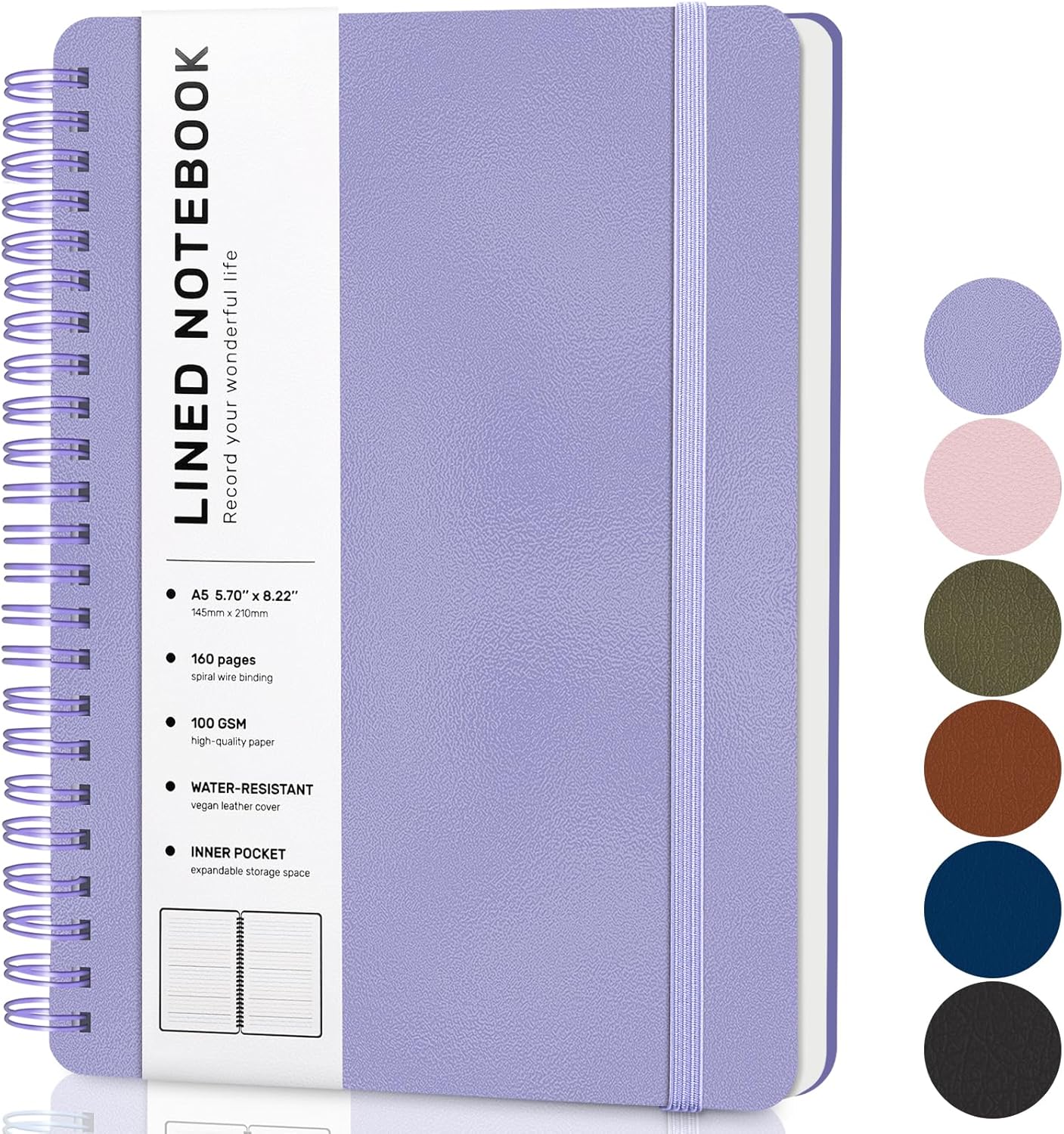 A5 Spiral Notebook, 160 Pages, - Leather Work Notepad reseña y precio
