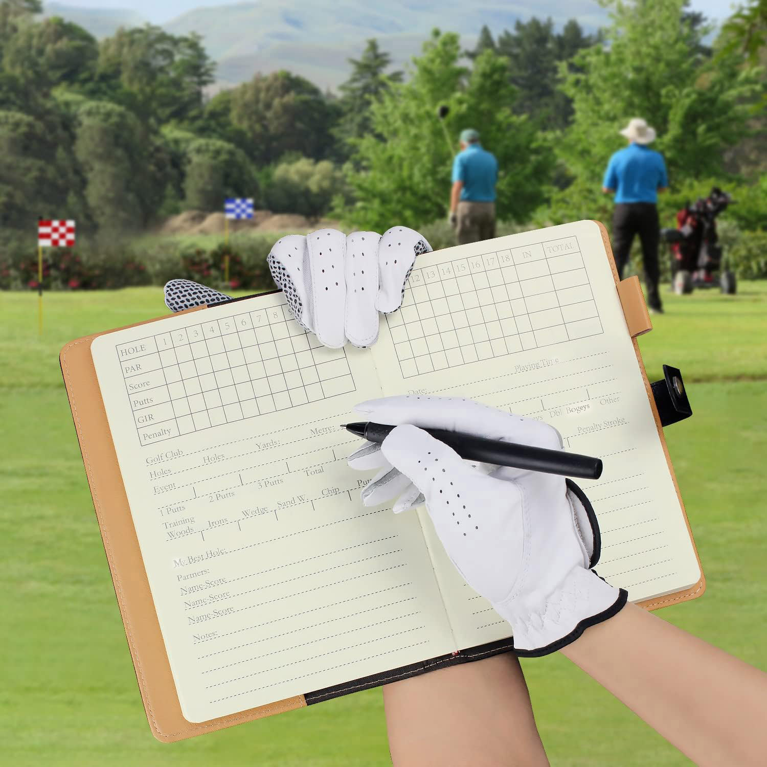 Black Leather Golf Scorecard H - Leather Work Notepad reseña y precio