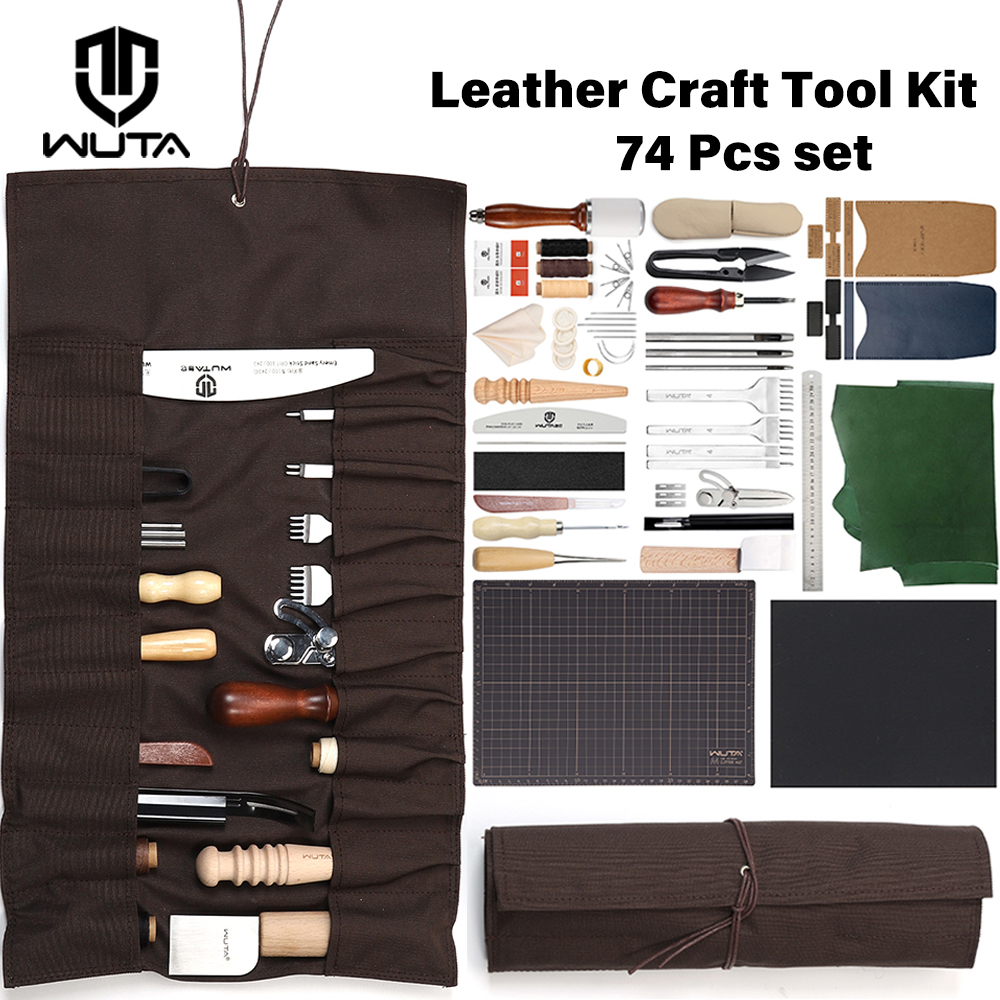 WUTA 74Pcs Leather Craft Tools - Beginner Leatherwork Kit reseña y precio