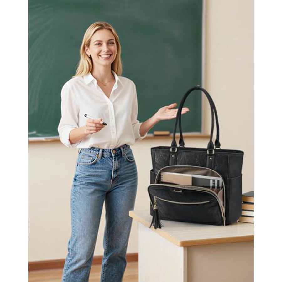 Laptop Tote Bag for Women With - Leather Work Bag reseña y precio