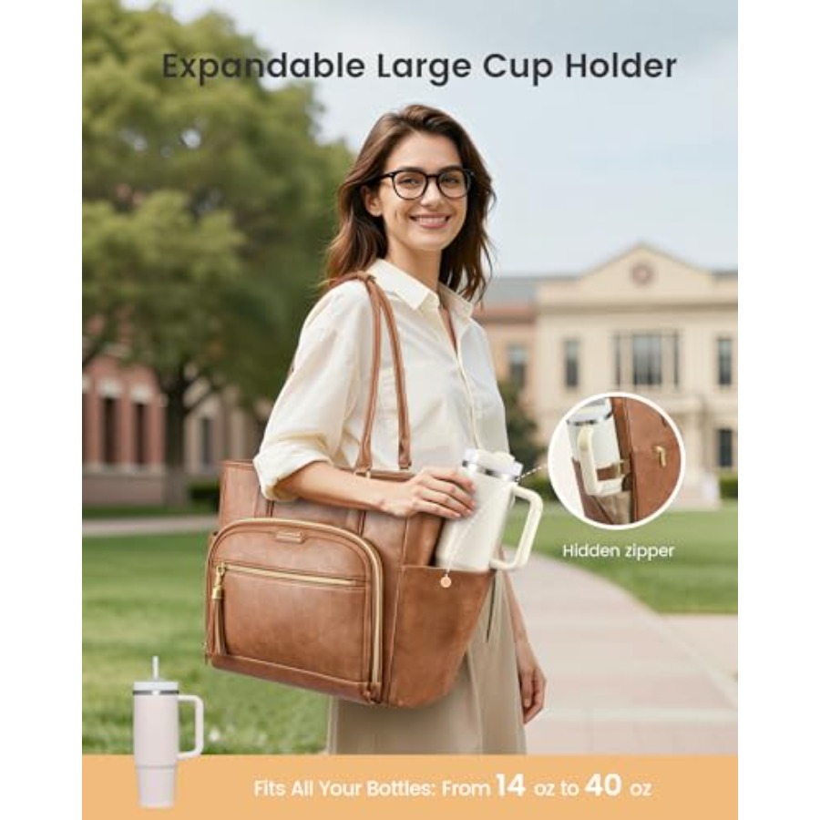 Laptop Tote Bag for Women With - Leather Work Bag reseña y precio