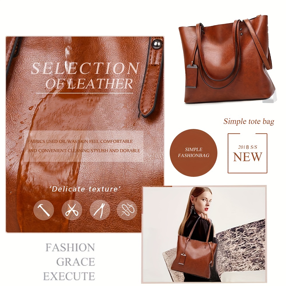 Fashionable Classic Retro Leat - Leather Work Bag Women reseña y precio